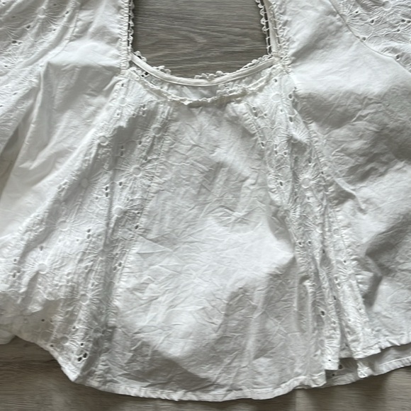 Cara Loren Ruffle Square Neck‎ Eyelet Whimsical Fairy Top Shirt Womens S Cotton - Picture 5 of 9